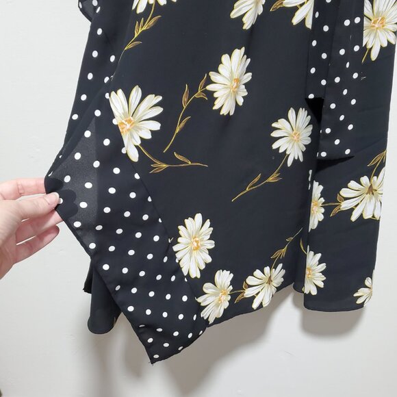 JOSEPH RIBKOFF Multi Floral & Polka Dot Dress Faux Wrap Knee Length Women's 12 - Picture 7 of 16